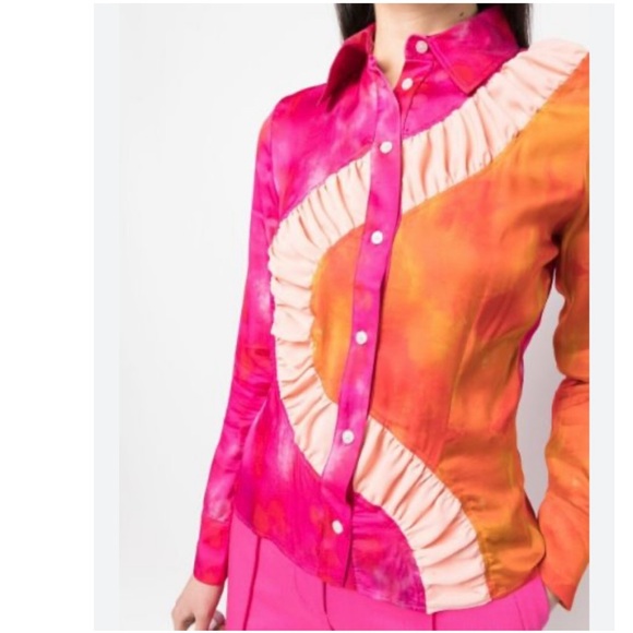 AHLUWALIA
watercolour-effect colour-block blouse size 12 US L - Picture 2 of 16